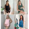 Ekouaer Women Maternity Nursing Pajama Set Breastfeeding Sleepwear Double Layer Sleeveless Top & Shorts Pregnancy PJS(A01-black)
