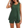 Ekouaer Women Maternity Nursing Pajama Set Breastfeeding Sleepwear Double Layer Sleeveless Top & Shorts Pregnancy PJS(A02-green)