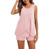 Ekouaer Women Maternity Nursing Pajama Set Breastfeeding Sleepwear Double Layer Sleeveless Top & Shorts Pregnancy PJS(A04-pink)