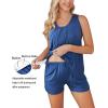 Ekouaer Women Maternity Nursing Pajama Set Breastfeeding Sleepwear Double Layer Sleeveless Top & Shorts Pregnancy PJS(A05-navy)