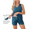 Ekouaer Women Maternity Nursing Pajama Set Breastfeeding Sleepwear Double Layer Sleeveless Top & Shorts Pregnancy PJS(A07-blue Green)