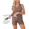 Ekouaer Women Maternity Nursing Pajama Set Breastfeeding Sleepwear Double Layer Sleeveless Top & Shorts Pregnancy PJS(Brown)