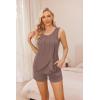 Ekouaer Women Maternity Nursing Pajama Set Breastfeeding Sleepwear Double Layer Sleeveless Top & Shorts Pregnancy PJS(Brown)