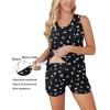 Ekouaer Women Maternity Nursing Pajama Set Breastfeeding Sleepwear Double Layer Sleeveless Top & Shorts Pregnancy PJS(Floral Black)