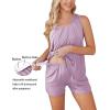 Ekouaer Women Maternity Nursing Pajama Set Breastfeeding Sleepwear Double Layer Sleeveless Top & Shorts Pregnancy PJS(Light Purple)