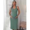Ekouaer Women’s Maternity Dress Rib Knit Sleeveless Tank Side Slit Bodycon Dresses Pregnancy Clothes S-XXL(A Mint Green)