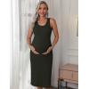 Ekouaer Women’s Maternity Dress Rib Knit Sleeveless Tank Side Slit Bodycon Dresses Pregnancy Clothes S-XXL(Army Green)