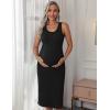 Ekouaer Women’s Maternity Dress Rib Knit Sleeveless Tank Side Slit Bodycon Dresses Pregnancy Clothes S-XXL(Black)
