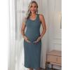 Ekouaer Women’s Maternity Dress Rib Knit Sleeveless Tank Side Slit Bodycon Dresses Pregnancy Clothes S-XXL(Dark Blue)