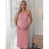 Ekouaer Women’s Maternity Dress Rib Knit Sleeveless Tank Side Slit Bodycon Dresses Pregnancy Clothes S-XXL(Misty Rose)