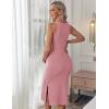Ekouaer Women’s Maternity Dress Rib Knit Sleeveless Tank Side Slit Bodycon Dresses Pregnancy Clothes S-XXL(Misty Rose)