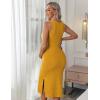 Ekouaer Women’s Maternity Dress Rib Knit Sleeveless Tank Side Slit Bodycon Dresses Pregnancy Clothes S-XXL(Yellow)