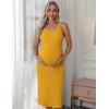 Ekouaer Women’s Maternity Dress Rib Knit Sleeveless Tank Side Slit Bodycon Dresses Pregnancy Clothes S-XXL(Yellow)