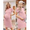 Ekouaer Women’s Maternity Dress Ruched Ribbed Bodycon Summer Dresses Casual Pregnancy Dress S-XXL(Coral Pink)