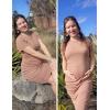 Ekouaer Women’s Maternity Dress Ruched Ribbed Bodycon Summer Dresses Casual Pregnancy Dress S-XXL(Khaki)