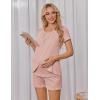 Ekouaer Women’s Maternity Nursing Pajamas Set Breastfeeding Sleepwear Double Layer Short Sleeve Top & Shorts Nursing Pjs(A-pink)