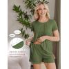 Ekouaer Women’s Maternity Nursing Pajamas Set Breastfeeding Sleepwear Double Layer Short Sleeve Top & Shorts Nursing Pjs(Army Green)