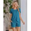 Ekouaer Women’s Maternity Nursing Pajamas Set Breastfeeding Sleepwear Double Layer Short Sleeve Top & Shorts Nursing Pjs(Blue)