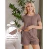 Ekouaer Women’s Maternity Nursing Pajamas Set Breastfeeding Sleepwear Double Layer Short Sleeve Top & Shorts Nursing Pjs(Brown)