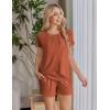 Ekouaer Women’s Maternity Nursing Pajamas Set Breastfeeding Sleepwear Double Layer Short Sleeve Top & Shorts Nursing Pjs(Caramel)