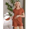 Ekouaer Women’s Maternity Nursing Pajamas Set Breastfeeding Sleepwear Double Layer Short Sleeve Top & Shorts Nursing Pjs(Caramel)