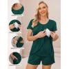 Ekouaer Women’s Maternity Nursing Pajamas Set Breastfeeding Sleepwear Double Layer Short Sleeve Top & Shorts Nursing Pjs(Green)