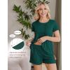 Ekouaer Women’s Maternity Nursing Pajamas Set Breastfeeding Sleepwear Double Layer Short Sleeve Top & Shorts Nursing Pjs(Green)