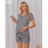 Ekouaer Women’s Maternity Nursing Pajamas Set Breastfeeding Sleepwear Double Layer Short Sleeve Top & Shorts Nursing Pjs(Grey)