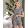Ekouaer Women’s Maternity Nursing Pajamas Set Breastfeeding Sleepwear Double Layer Short Sleeve Top & Shorts Nursing Pjs(Grey)
