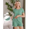 Ekouaer Women’s Maternity Nursing Pajamas Set Breastfeeding Sleepwear Double Layer Short Sleeve Top & Shorts Nursing Pjs(Grey Green)