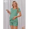 Ekouaer Women’s Maternity Nursing Pajamas Set Breastfeeding Sleepwear Double Layer Short Sleeve Top & Shorts Nursing Pjs(Grey Green)