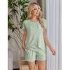 Ekouaer Women’s Maternity Nursing Pajamas Set Breastfeeding Sleepwear Double Layer Short Sleeve Top & Shorts Nursing Pjs(Light Green)