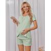 Ekouaer Women’s Maternity Nursing Pajamas Set Breastfeeding Sleepwear Double Layer Short Sleeve Top & Shorts Nursing Pjs(Light Green)