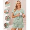 Ekouaer Women’s Maternity Nursing Pajamas Set Breastfeeding Sleepwear Double Layer Short Sleeve Top & Shorts Nursing Pjs(Light Green)