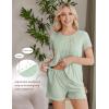 Ekouaer Women’s Maternity Nursing Pajamas Set Breastfeeding Sleepwear Double Layer Short Sleeve Top & Shorts Nursing Pjs(Light Green)