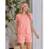 Ekouaer Women’s Maternity Nursing Pajamas Set Breastfeeding Sleepwear Double Layer Short Sleeve Top & Shorts Nursing Pjs(Orange Pink)