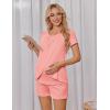 Ekouaer Women’s Maternity Nursing Pajamas Set Breastfeeding Sleepwear Double Layer Short Sleeve Top & Shorts Nursing Pjs(Orange Pink)