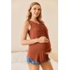 Ekouaer Women’s Maternity Nursing Tank Tops Sleeveless Breastfeeding Shirts Double Layer Summer Pregnancy Clothes(Orange)
