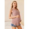 Ekouaer Women’s Maternity Nursing Tank Tops Sleeveless Breastfeeding Shirts Double Layer Summer Pregnancy Clothes(Pink)