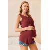 Ekouaer Women’s Maternity Nursing Tank Tops Sleeveless Breastfeeding Shirts Double Layer Summer Pregnancy Clothes(Wine Red)