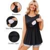 Ekouaer Women’s Maternity Nursing Tank Tops Sleeveless Scoop Neck Breastfeeding Shirt 3 Pack Double Layer Pregnancy Clothes(Black/Light Gray/Light Blue)