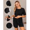 Ekouaer Women’s Maternity Pajamas Sets 2 Piece Outfits Short Sleeve Shirts and Biker Shorts Pregnancy Loungewear Mama Clothes(Black)