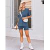 Ekouaer Women’s Maternity Pajamas Sets 2 Piece Outfits Short Sleeve Shirts and Biker Shorts Pregnancy Loungewear Mama Clothes(Blue)