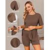 Ekouaer Women’s Maternity Pajamas Sets 2 Piece Outfits Short Sleeve Shirts and Biker Shorts Pregnancy Loungewear Mama Clothes(Brown)