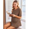 Ekouaer Women’s Maternity Pajamas Sets 2 Piece Outfits Short Sleeve Shirts and Biker Shorts Pregnancy Loungewear Mama Clothes(Brown)