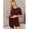 Ekouaer Women’s Maternity Pajamas Sets 2 Piece Outfits Short Sleeve Shirts and Biker Shorts Pregnancy Loungewear Mama Clothes(Burgundy Red)