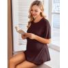 Ekouaer Women’s Maternity Pajamas Sets 2 Piece Outfits Short Sleeve Shirts and Biker Shorts Pregnancy Loungewear Mama Clothes(Burgundy Red)