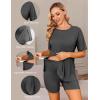 Ekouaer Women’s Maternity Pajamas Sets 2 Piece Outfits Short Sleeve Shirts and Biker Shorts Pregnancy Loungewear Mama Clothes(Dark Grey)