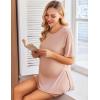 Ekouaer Women’s Maternity Pajamas Sets 2 Piece Outfits Short Sleeve Shirts and Biker Shorts Pregnancy Loungewear Mama Clothes(Dirty Pink)