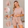 Ekouaer Women’s Maternity Pajamas Sets 2 Piece Outfits Short Sleeve Shirts and Biker Shorts Pregnancy Loungewear Mama Clothes(Dirty Pink)